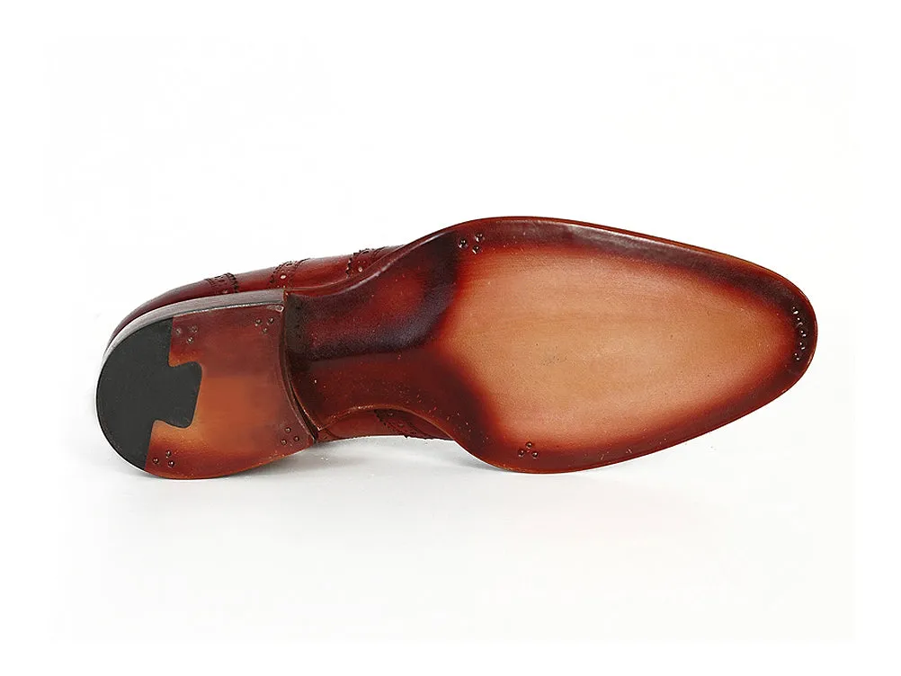 Paul Parkman Men's Wingtip Oxfords Bordeaux & Camel Shoes (Id#027B)