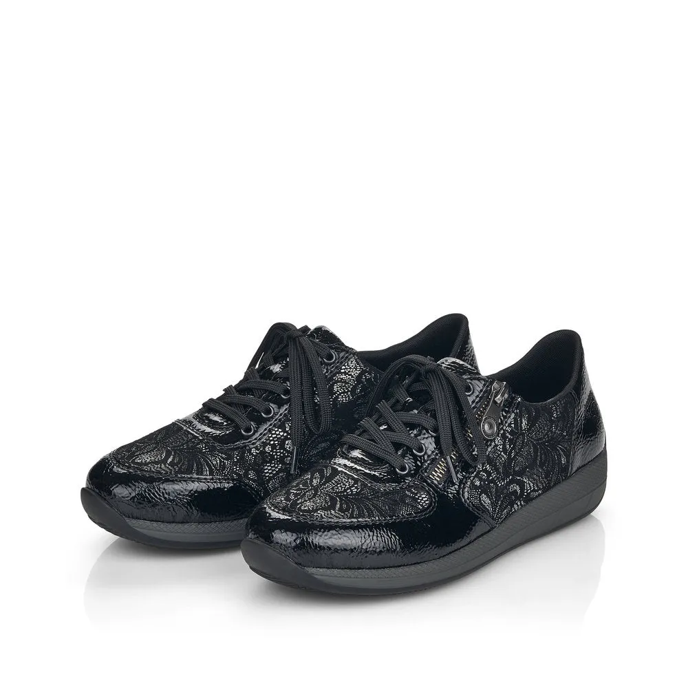 Rieker Ladies Velour Lace Up Sneaker