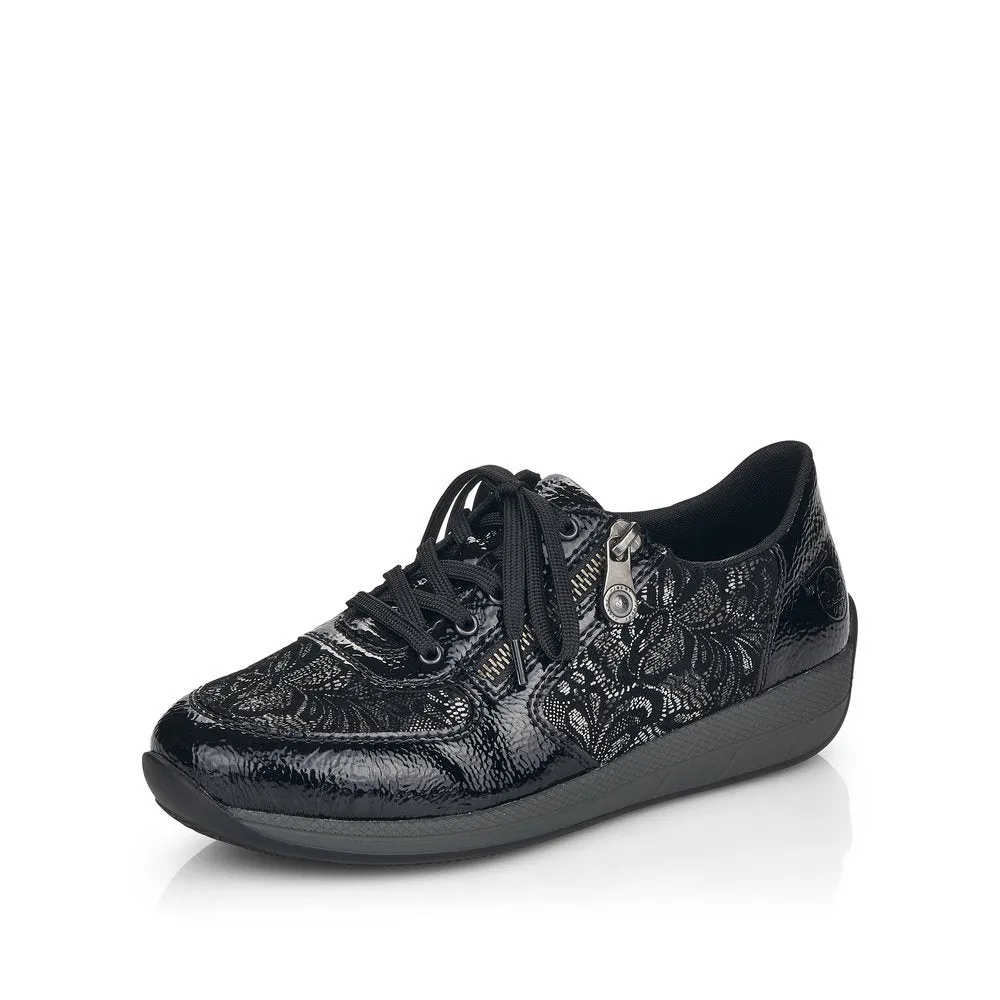 Rieker Ladies Velour Lace Up Sneaker