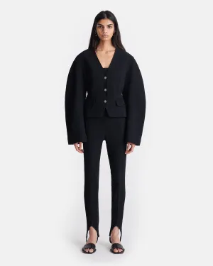 Savita - Seersucker Stirrup Pants - Black