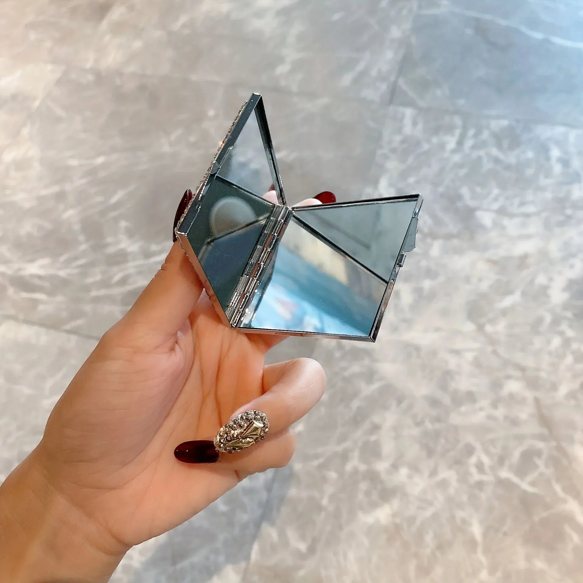 Small Square Folding Double-Sided Makeup Mirror