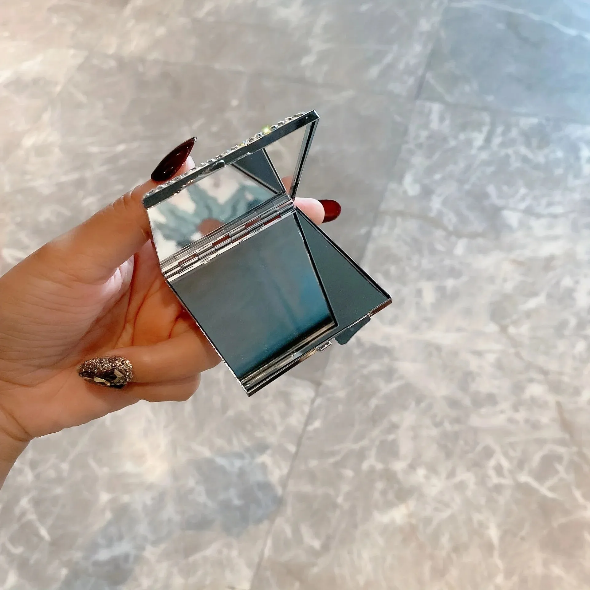 Small Square Folding Double-Sided Makeup Mirror