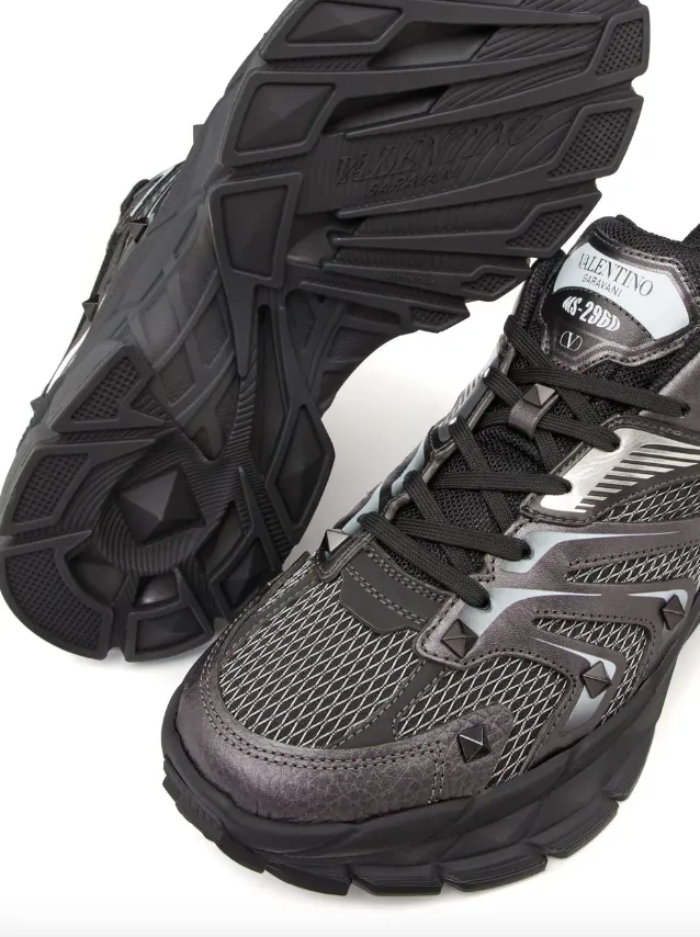 Valentino Garavani MS-2960 Low-Top Trainer in Fabric and Calfskin