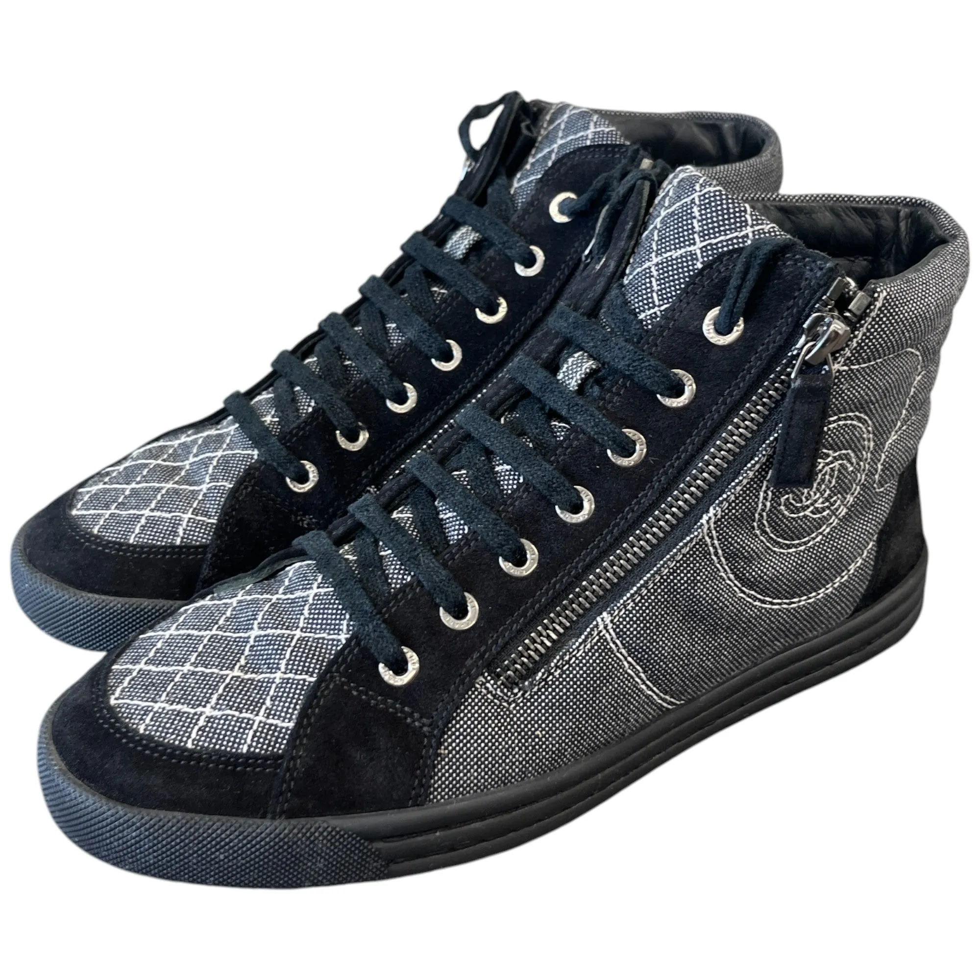 Women's Cc Logo Double Zip High Trainers Black Size EU 39 / UK 6