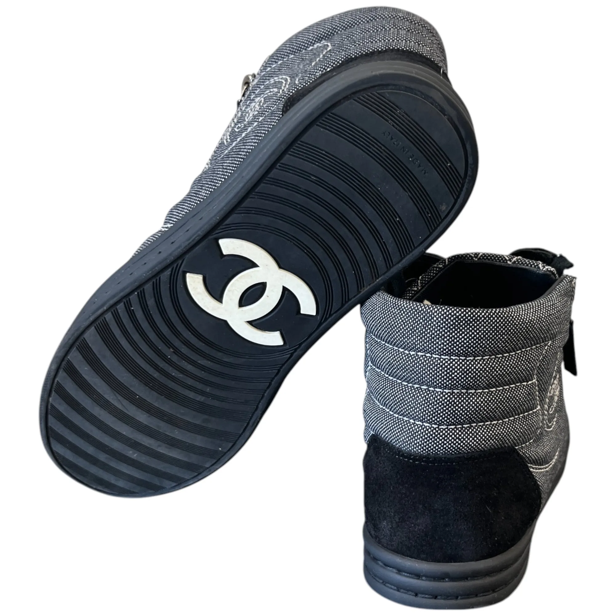 Women's Cc Logo Double Zip High Trainers Black Size EU 39 / UK 6