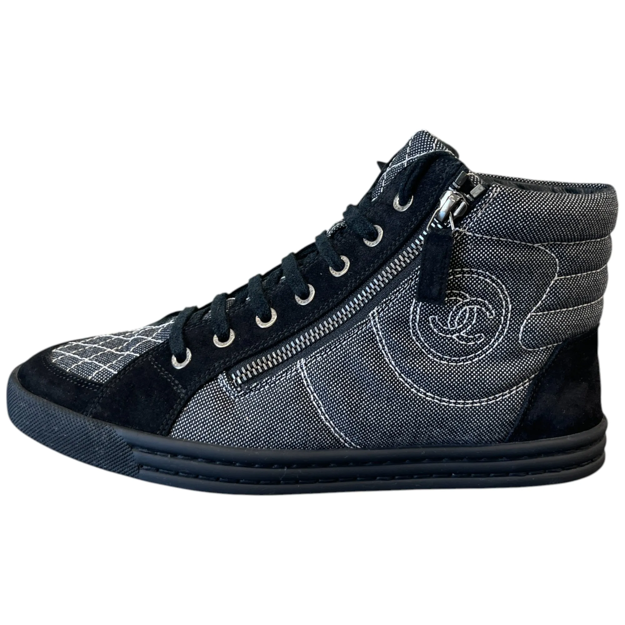 Women's Cc Logo Double Zip High Trainers Black Size EU 39 / UK 6