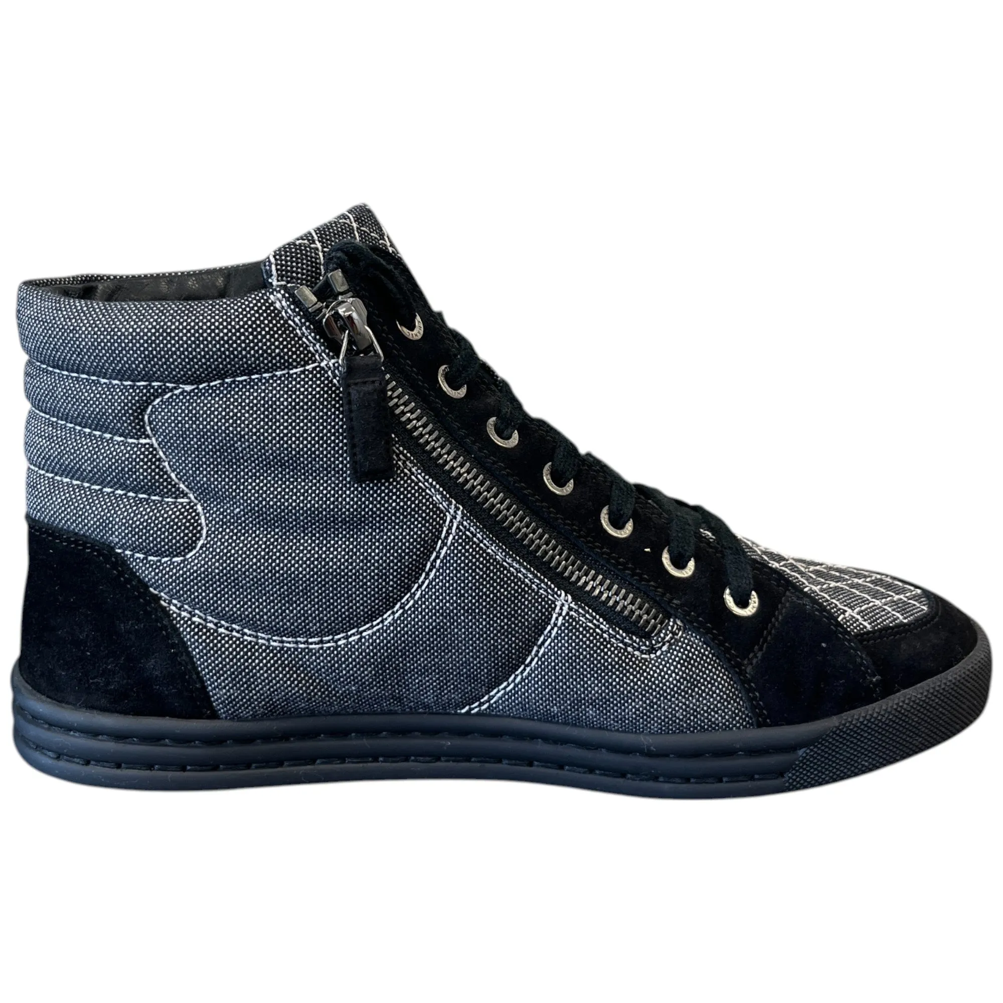 Women's Cc Logo Double Zip High Trainers Black Size EU 39 / UK 6