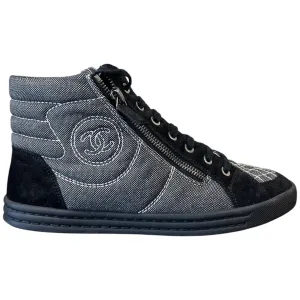 Women's Cc Logo Double Zip High Trainers Black Size EU 39 / UK 6