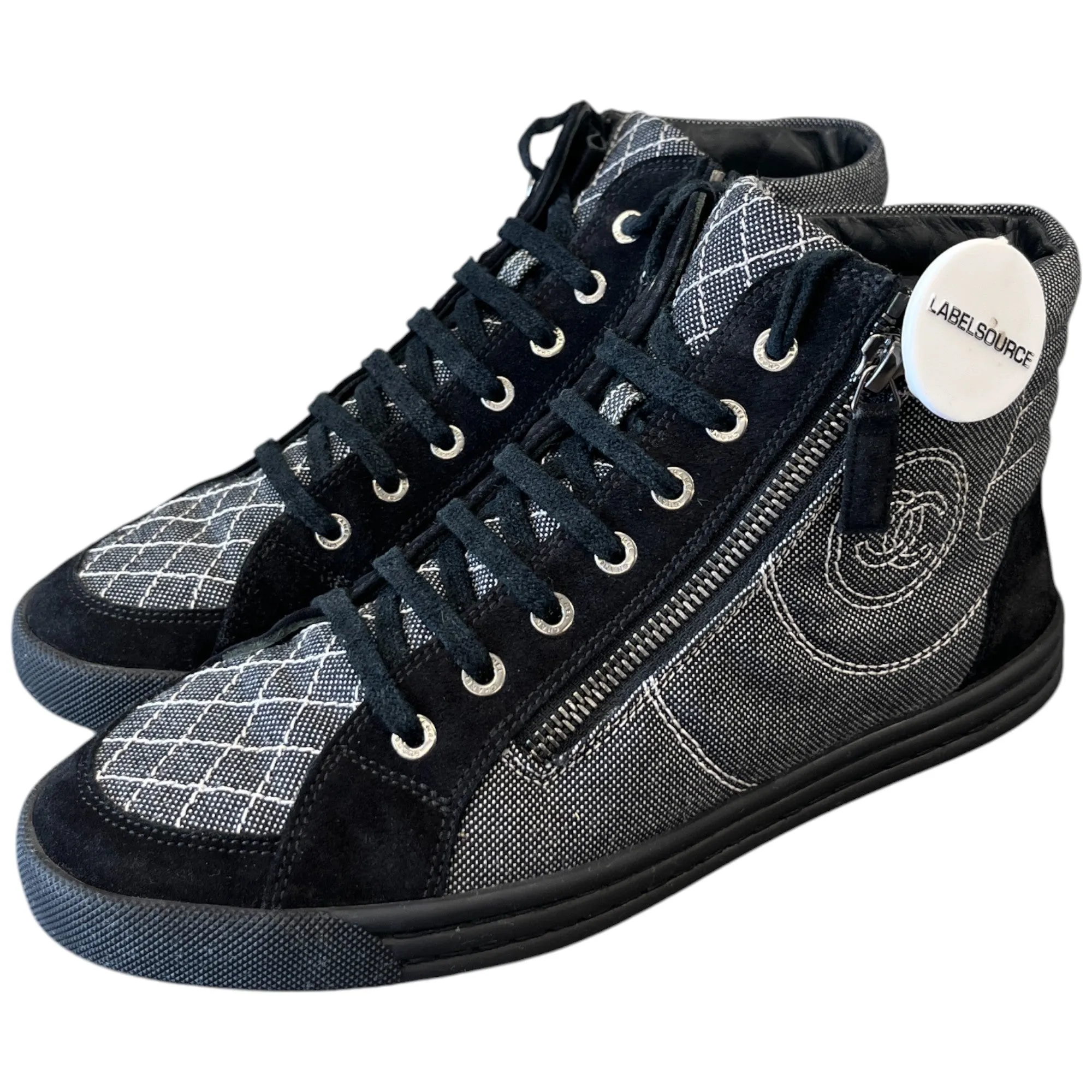 Women's Cc Logo Double Zip High Trainers Black Size EU 39 / UK 6
