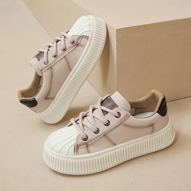 Women's New PU Leather Wide Round Toe Casual Sport Flats