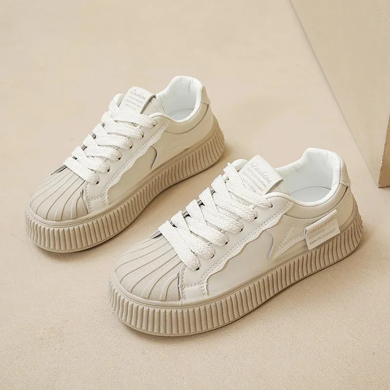 Women's New PU Leather Wide Round Toe Casual Sport Flats