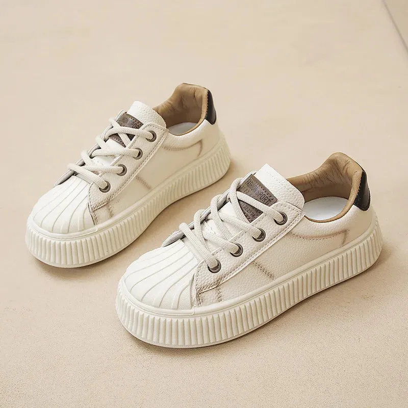 Women's New PU Leather Wide Round Toe Casual Sport Flats