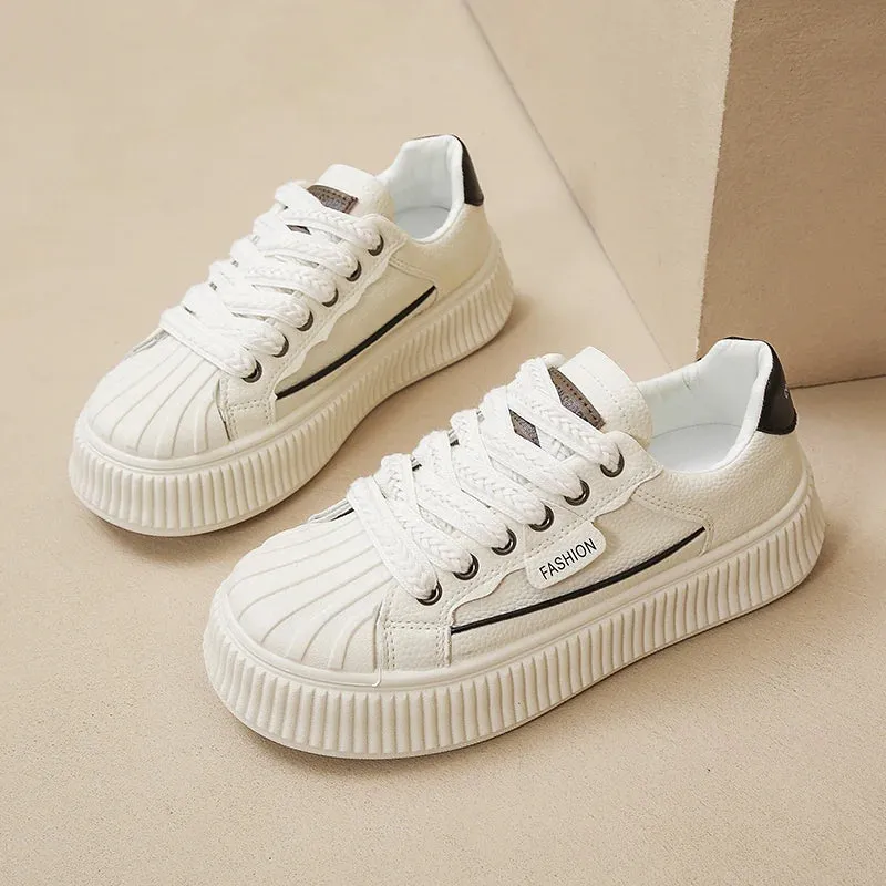 Women's New PU Leather Wide Round Toe Casual Sport Flats